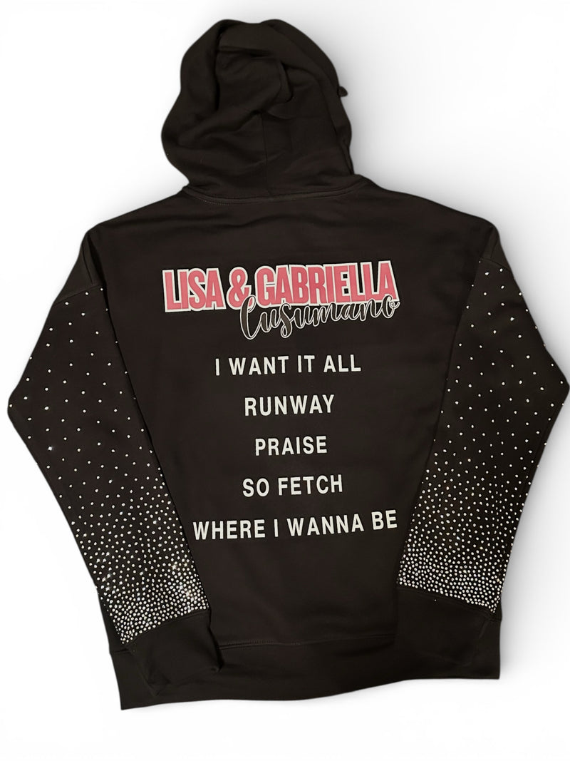 Custom Rhinestone Bling Zip Up by TaylorMade Studio, front view