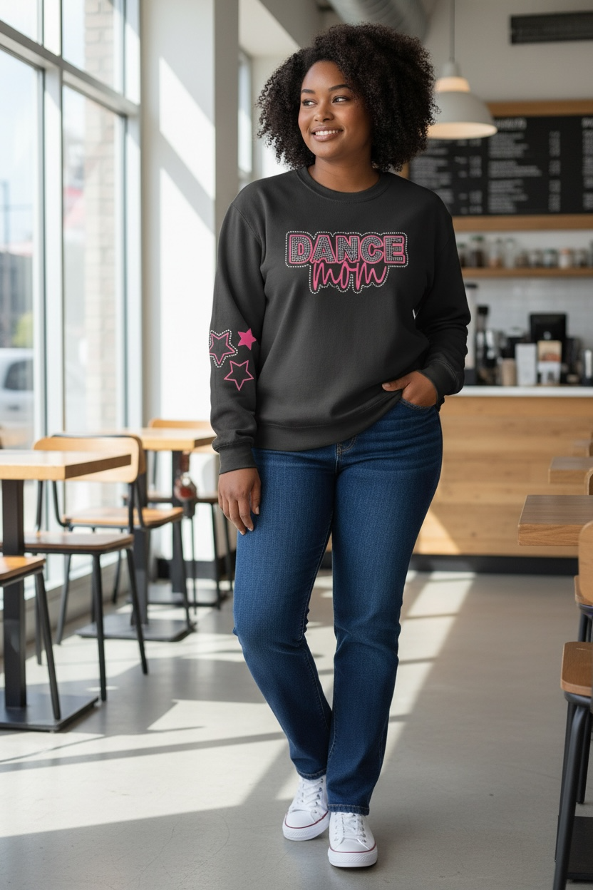 Custom Dance Mom Crewneck GLOW IN THE DARK by TaylorMade Studio, detail view